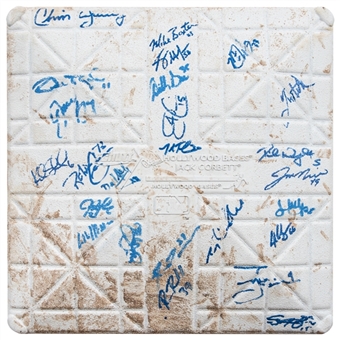 2012 New York Mets Game Used & Multi Signed 9/11 - 11 Year Anniversary Base With 25 Signatures (MLB Authenticated & JSA)
